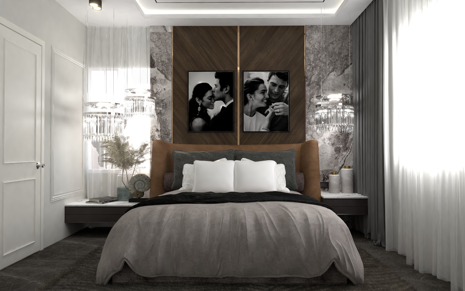 MODERN ELEGANCE Bedroom with Red Headboard